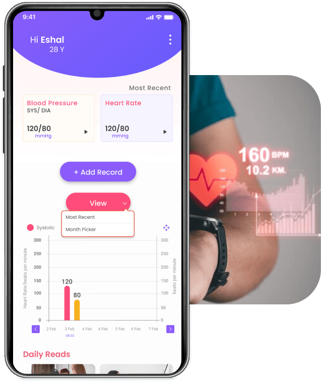 Heart Rate Tracker app on phone